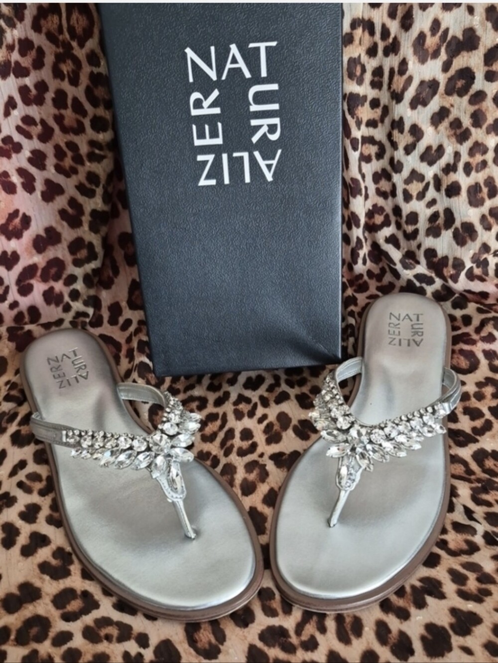Naturalizer Silver Crystal-Embellished -Fallyn Sandals